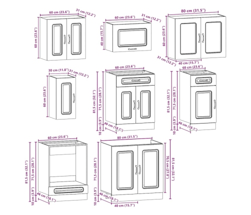 Mueble cocina Kalmar blanco de alto brillo 8 pzas