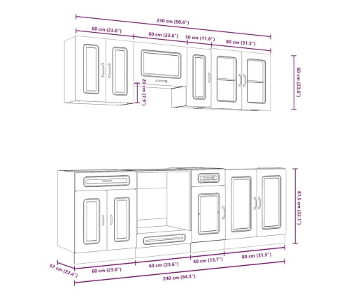 Mueble cocina Kalmar blanco de alto brillo 8 pzas