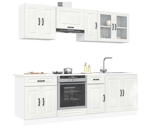 Mueble cocina Kalmar blanco de alto brillo 8 pzas