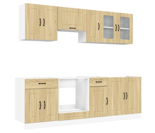 Mueble cocina Kalmar roble sonoma 8 pzas madera contrachapada