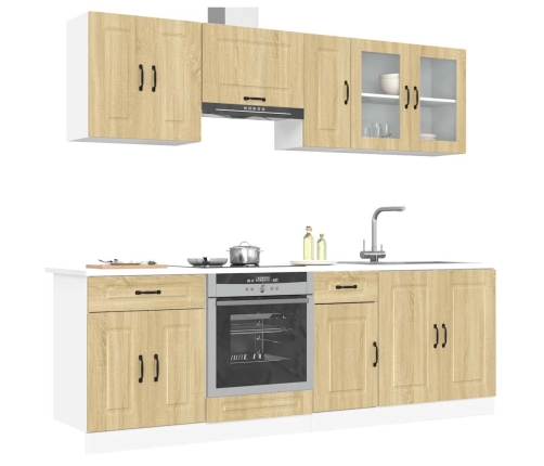 Mueble cocina Kalmar roble sonoma 8 pzas madera contrachapada