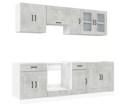 Mueble cocina Kalmar gris hormigón 8 pzas madera contrachapada