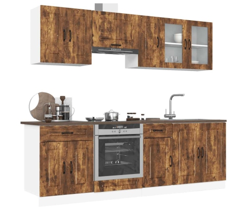 Mueble cocina Kalmar roble ahumado 8 pzas madera contrachapada