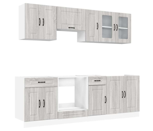 Mueble cocina Kalmar sonoma gris 8 pzas madera contrachapada