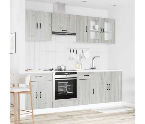 Mueble cocina Kalmar sonoma gris 8 pzas madera contrachapada