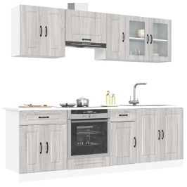 Mueble cocina Kalmar sonoma gris 8 pzas madera contrachapada