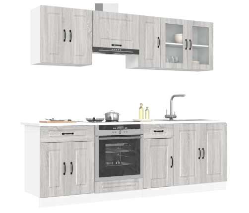 Mueble cocina Kalmar sonoma gris 8 pzas madera contrachapada