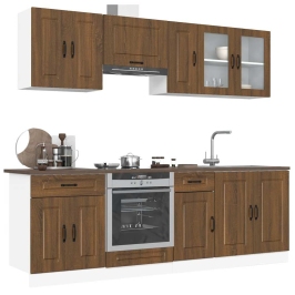 Mueble cocina Kalmar roble marrón 8 pzas madera contrachapada