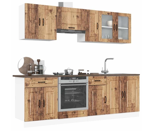 Mueble cocina Kalmar madera vieja 8 pzas madera contrachapada