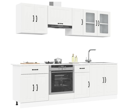 Mueble de cocina Kalmar blanco 8 piezas madera contrachapada