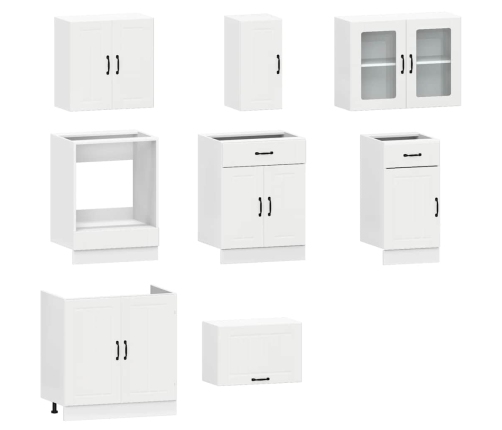 Mueble de cocina Kalmar blanco 8 piezas madera contrachapada