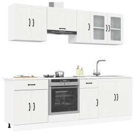 Mueble de cocina Kalmar blanco 8 piezas madera contrachapada