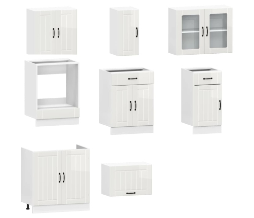 Mueble cocina Kalmar blanco de alto brillo 8 pzas