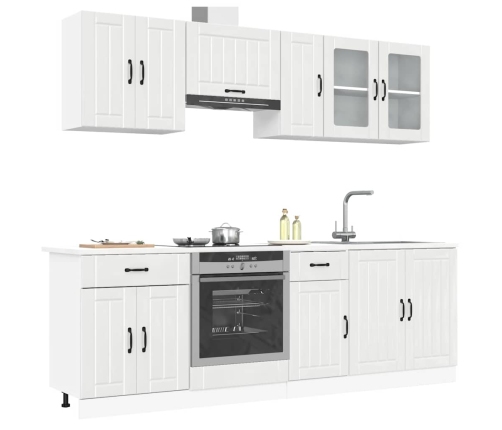 Mueble cocina Kalmar blanco de alto brillo 8 pzas