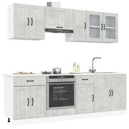 Mueble cocina Kalmar gris hormigón 8 pzas madera contrachapada