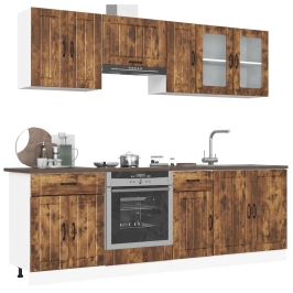 Mueble cocina Kalmar roble ahumado 8 pzas madera contrachapada