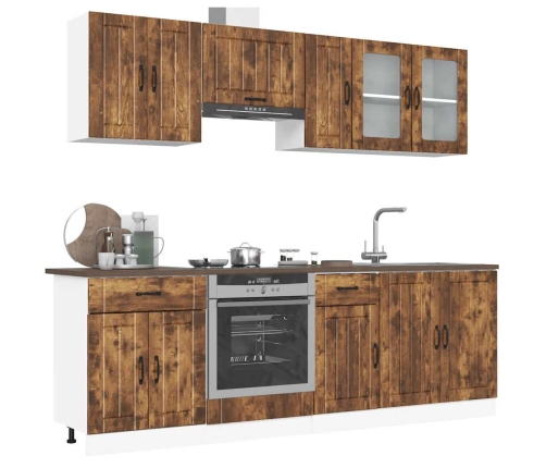 Mueble cocina Kalmar roble ahumado 8 pzas madera contrachapada