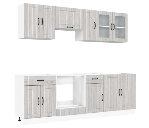 Mueble cocina Kalmar sonoma gris 8 pzas madera contrachapada