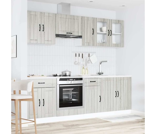 Mueble cocina Kalmar sonoma gris 8 pzas madera contrachapada