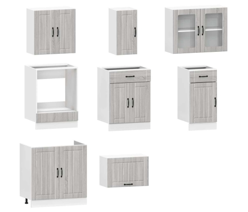 Mueble cocina Kalmar sonoma gris 8 pzas madera contrachapada