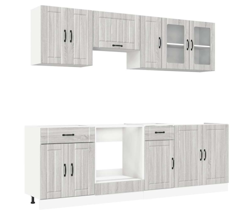 Mueble cocina Kalmar sonoma gris 8 pzas madera contrachapada