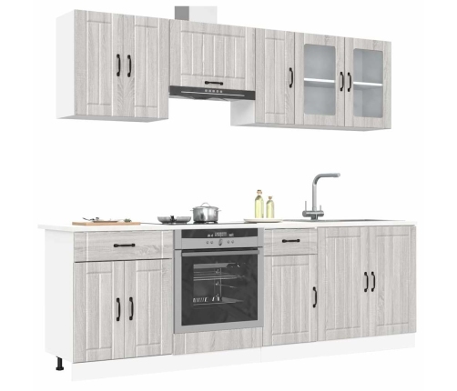 Mueble cocina Kalmar sonoma gris 8 pzas madera contrachapada