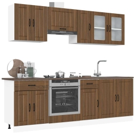 Mueble cocina Kalmar roble marrón 8 pzas madera contrachapada