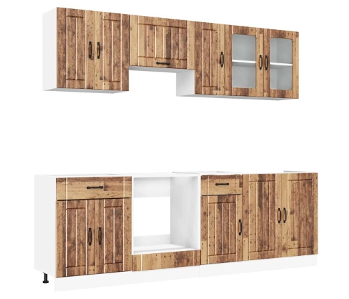 Mueble cocina Kalmar madera vieja 8 pzas madera contrachapada