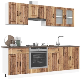 Mueble cocina Kalmar madera vieja 8 pzas madera contrachapada