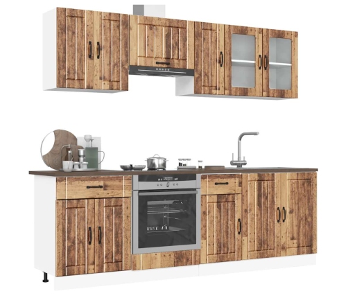 Mueble cocina Kalmar madera vieja 8 pzas madera contrachapada