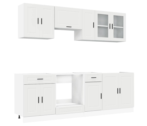 Mueble de cocina Kalmar blanco 8 piezas madera contrachapada