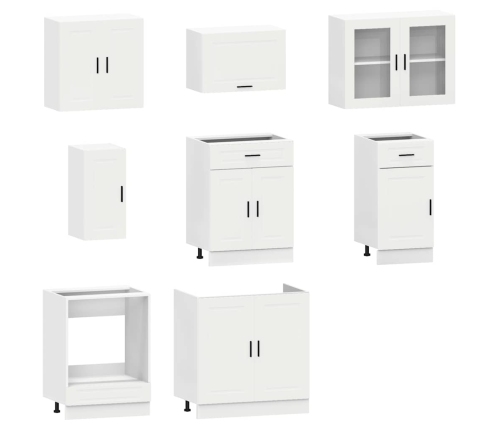 Mueble de cocina Kalmar blanco 8 piezas madera contrachapada