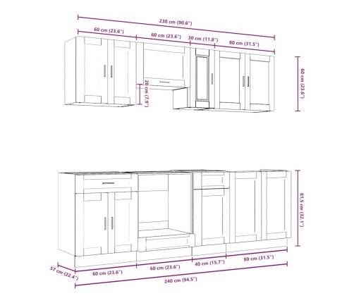 Mueble de cocina Kalmar blanco 8 piezas madera contrachapada