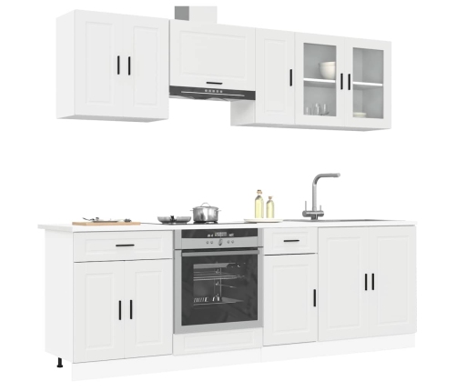 Mueble de cocina Kalmar blanco 8 piezas madera contrachapada