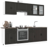 Mueble de cocina Kalmar negra 8 piezas madera contrachapada