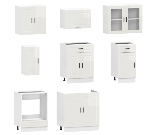 Mueble cocina Kalmar blanco de alto brillo 8 pzas