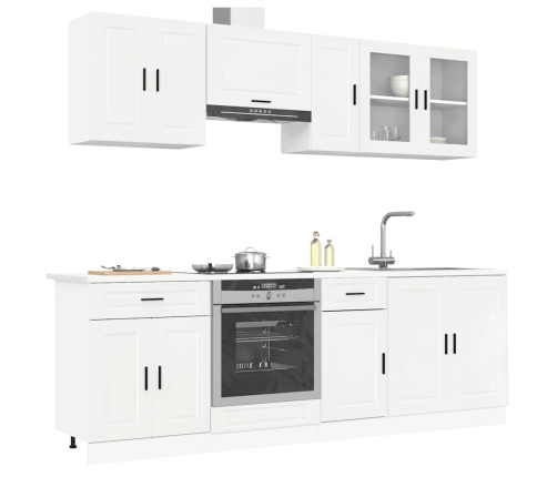 Mueble cocina Kalmar blanco de alto brillo 8 pzas