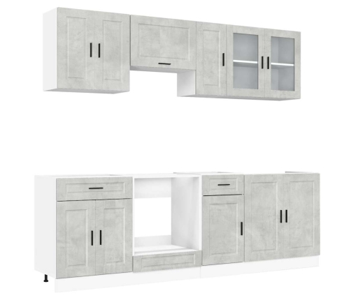 Mueble cocina Kalmar gris hormigón 8 pzas madera contrachapada