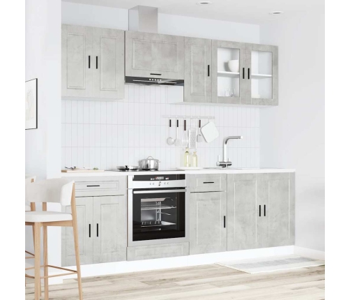 Mueble cocina Kalmar gris hormigón 8 pzas madera contrachapada