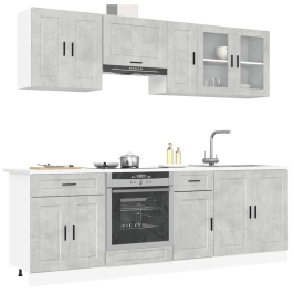 Mueble cocina Kalmar gris hormigón 8 pzas madera contrachapada