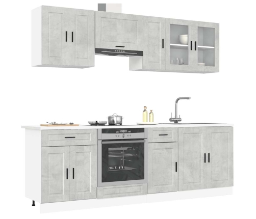 Mueble cocina Kalmar gris hormigón 8 pzas madera contrachapada