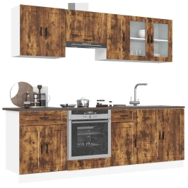 Mueble cocina Kalmar roble ahumado 8 pzas madera contrachapada