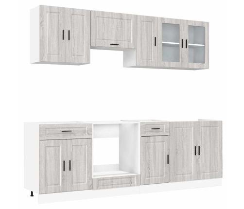 Mueble cocina Kalmar sonoma gris 8 pzas madera contrachapada