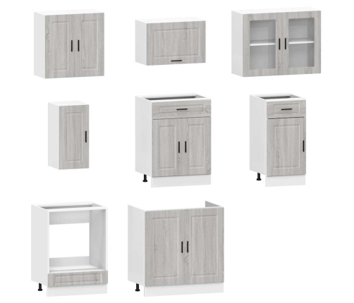 Mueble cocina Kalmar sonoma gris 8 pzas madera contrachapada