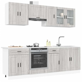 Mueble cocina Kalmar sonoma gris 8 pzas madera contrachapada