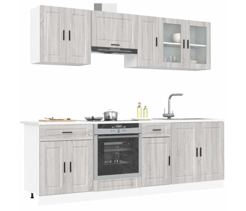 Mueble cocina Kalmar sonoma gris 8 pzas madera contrachapada