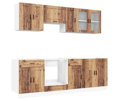 Mueble cocina Kalmar madera vieja 8 pzas madera contrachapada