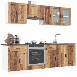 Mueble cocina Kalmar madera vieja 8 pzas madera contrachapada