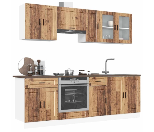 Mueble cocina Kalmar madera vieja 8 pzas madera contrachapada