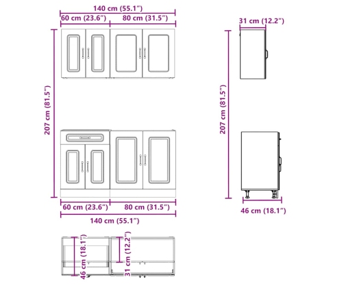 Mueble de cocina Kalmar blanco 4 piezas madera contrachapada